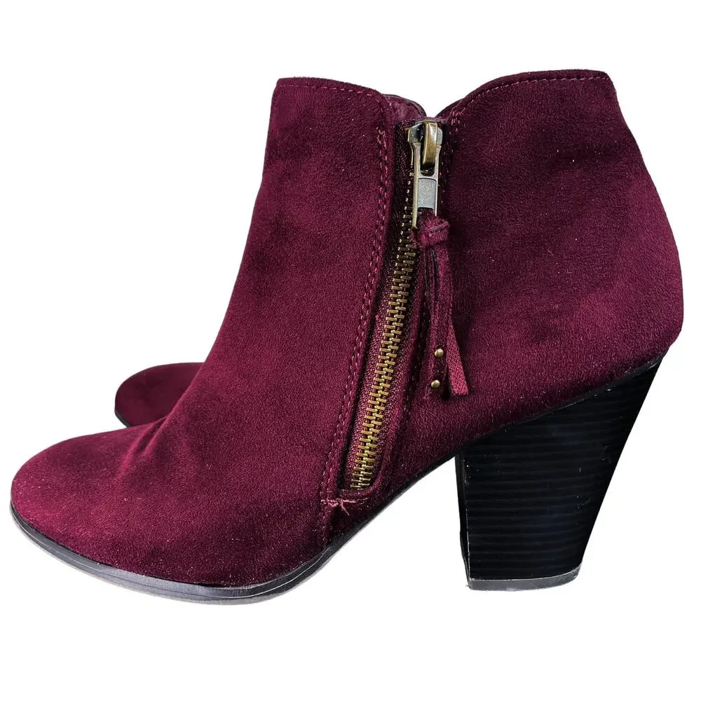 Charlotte Russe Burgundy Maroon Faux Suede Ankle Booties 9M
